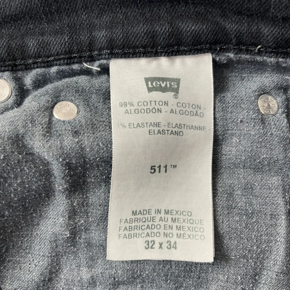 Levis 511 Jeans Mens 32x34 Black Slim Fit Denim Grunge Goth Skate Minimalist